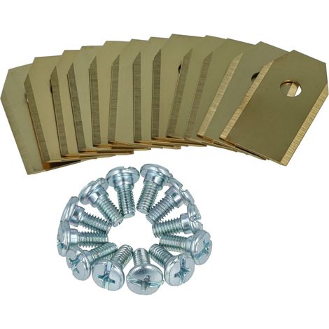 vhbw 12x Lames compatible avec Flymo 1200R tondeuse Lames de rechange, or / argenté, apatite de titane (1/5)