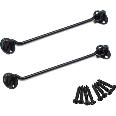 Pièces Crochet de Cabine Oeil Porte Loquet en Acier Inoxydable avec Vis 8 Pouces pour Les Portes de Garage de Porte de Hangar - Noir (1/5)