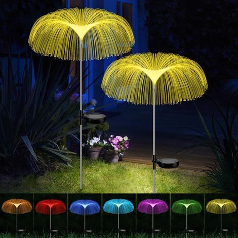 Lampes de Jardin, 2PCS solaires pour extérieur 7 couleurs IP65 Étanche Décoration de jardin pour extérieur, jardin, pelouse, balcon, terrasse, cour (1/4)