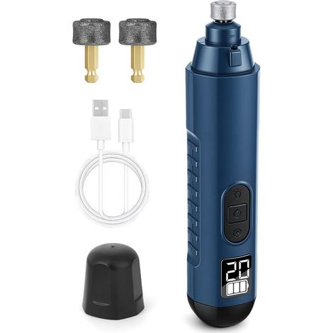 Lime à Ongles pour Chien et Chat, Rechargeable Broyeur à Ongles pour Chien, 45 décibels Super Silencieux, 5 Vitesses, idéal pour Les Petits et Grands Animaux de Compagnie (Bleu) (1/5)