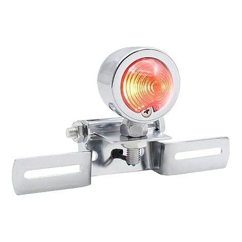 Feu Arrière Moto Feu Stop 12V Feux de Signalisation Feux de Plaque D'immatriculation Feu Stop avec Support pour Cafe Racer Scrambler Cruiser Chopper Bobber Street Bike Custom(Argent) (1/5)