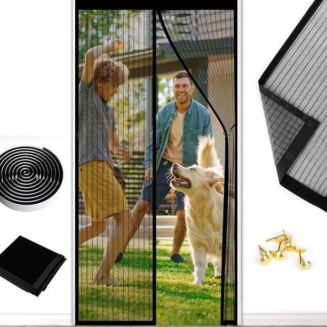 Black - Mosquito net magnetic for doors and windows 100x210 cm, curtain anti-mosquitoes to closure automatic, curtain mosquito net for doors sliding in glass, easy to install (1/5)