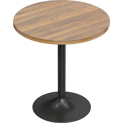 Table de bar Remedios ronde métal noir plateau effet noyer élégant 60 cm (1/5)
