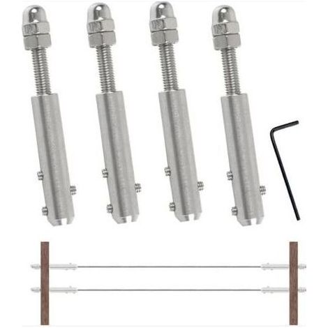 4 Pièces Tendeur Cable Inox Cable Inox 4mm, Terminal pour Fil Inox Métallique Terminal À Vis pour Cable Métallique 4 mm (1/4)