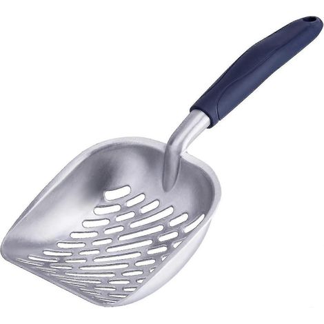 Pelle à litière pour chat, pelle à litière en métal durable, grande pelle à litière à manche bleu en aluminium massif, pelle à litière à long manche (1/5)
