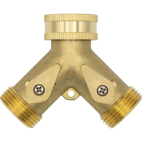 Distributeur en Y à 2 voies 10964, 3/4" mâle, laiton, avec robinets d'arrêt (1/4)