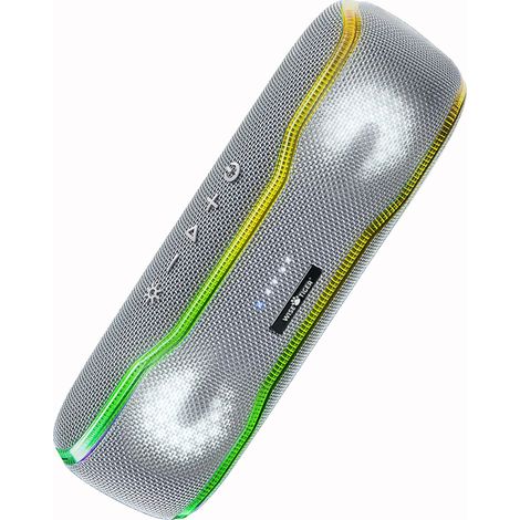 Enceinte portable d'extérieur (argentée) étanche IPX7 avec éclairage stéréo (1/5)