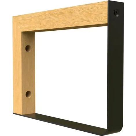 Winkelkonsole zum Anschrauben MIX R aus unbehandelter Buche und schwarzem Stahl, 152 x 202 mm