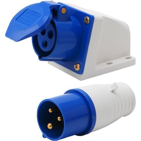 Prise industrielle 16 ampères 3 broches 220-250V étanche IP44 2P + E 3 phases 16A adaptée aux camping-cars, caravanes, camping-cars (1/5)