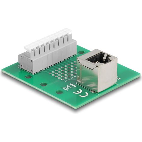 Delock 66993 rj45 hembra a bloque de terminales con pulsador para carril din en Ángulo (1/4)