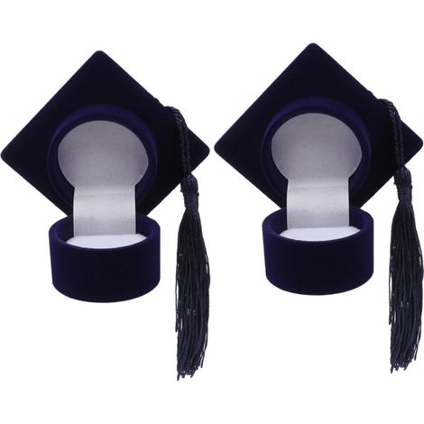 2 Stück Ringboxen in Form Eines Doktorhuts Beflockt Kompakt und Langlebig Schmuckkästchen für Ringe Ohrringe und Ketten Geschenkbox für Abschlussfeier und Hochzeit (1/5)
