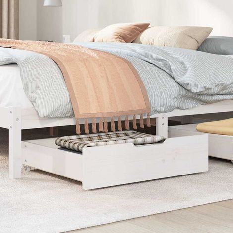 Tiroirs sous le lit 2 pcs blanc 65x55x17 cm bois de pin massif (1/5)