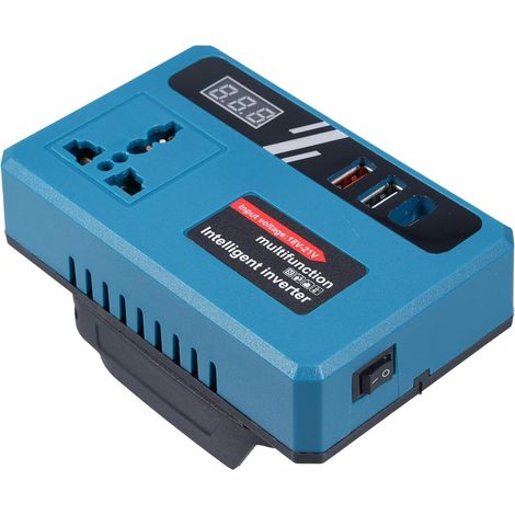 Onduleur de batterie 18 V 21 V vers CA 180 V-220 V 150 W à onde modifiée avec 2 ports USB, 1 port Type-C, prise 220 V, écran LCD de remplacement