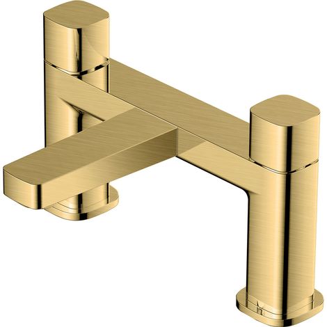 RAK Petit Square Brushed Gold Deck Mounted Bath Filler Tap - RAKPES3004G (1/2)
