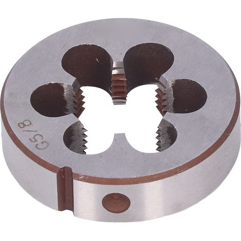 Filière ronde G5/8 po, outil de réparation de filetage cylindrique en acier allié avec 6 trous pour copeaux
