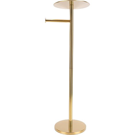 Elegante e stabile portarotolo da bagno autoportante in acciaio inox, con vassoio porta telefono. (1/5)