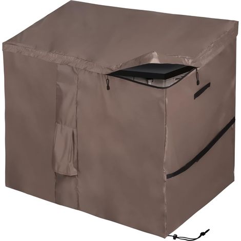 Housse Imperméable pour Abri de Jardin, Bâche de Coffre de Rangement Extérieur avec Dessus à Ouverture Facile, 420D Oxford Brun (13575114cm) (1/5)