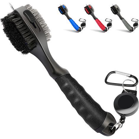 Brosse télescopique pour clubs de golf avec poignée en caoutchouc et brosse de golf (1/5)
