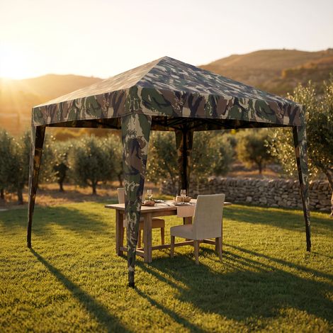 Gazebo Plegable 3x3 m de Jardín Tipo Acordeón en Acero Camuflaje (1/5)
