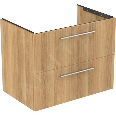 Meuble bas MWT-i.life B avec 2 tiroirs 800x505x630mm Chêne Nature (1/3)