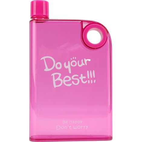 Tragbare 420-ml-Trinkflasche mit Deckel, wiederverwendbar und leicht für Reisen, rosa mit runder Öffnung. (1/5)