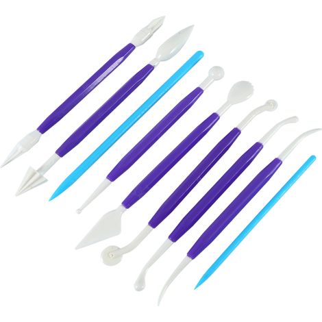 Lot de 9 outils de modelage d'argile double embouts pour poterie DIY, kit de sculpture en plastique pour enfants et adultes, usage domestique créatif (1/5)