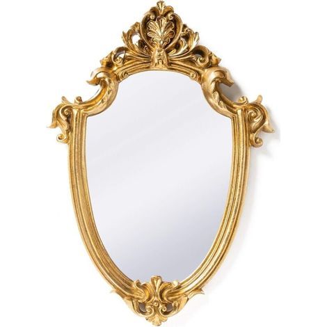 Miroir Décoratif Vintage Bouclier Doré 30x22 cm - Mural Style Rétro pour Salon, Chambre, Entrée (1/2)