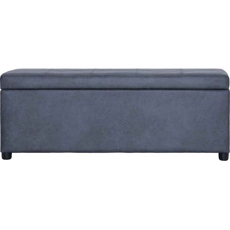 Maison Exclusive - Bank mit Staufach 116 cm Grau Wildleder-Optik (1/5)