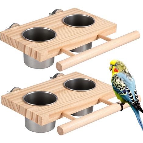 2 Pièces Mangeoire Oiseaux Cage avec Perchoir 17 x 13,7 cm (1/5)
