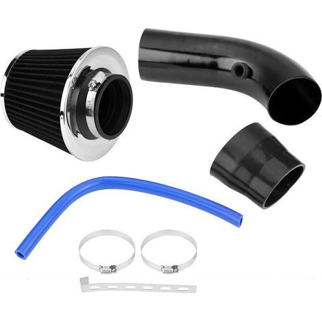 Kit Filtre à Air Sport Universel pour Voiture, 76 mm Système d'admission d'air en Fibre de Carbone avec Tuyau, Tuyau d'admission d'air Froid, Kit de Tuyau d'induction en Alliage d'aluminium (1/5)