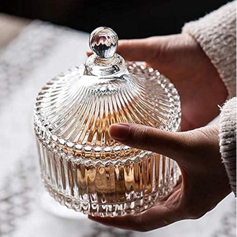 Pot à sucre avec couvercle, bocaux en verre, Bocaux de conservation pour bonbons, Récipients à bonbons Étanche Verre cristal Plateau pour fête (1/5)
