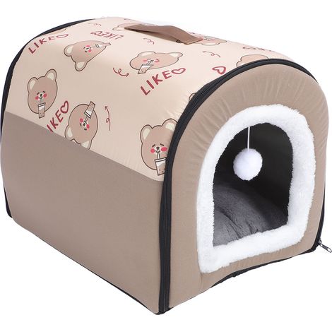 Niche d'intérieur chaude pour chien, avec coussin, amovible, lavable, confortable, nid de couchage pour animaux de compagnie, pour M (1/5)
