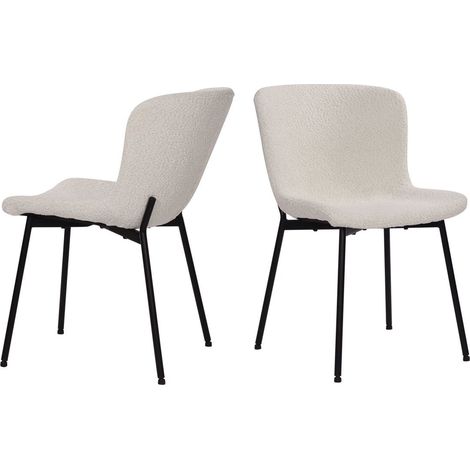 Lot de 2 Chaises de Salle à Manger Design Scandinave en Tissu Bouclé et Métal Noir Mat - PANGIVO (1/5)