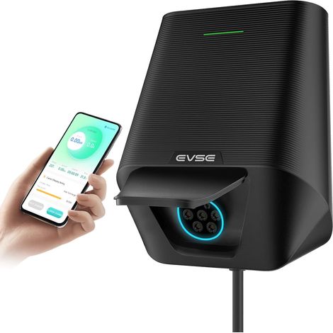 Wallbox 7.4 KW for Electric Vehicle with APP, Single Phase 32A with Outlet Type 2, Electric Vehicle Charging Station Mode 3 with EU IEC 62196-2 Standard for BEV PHEV 3 x 6 mm² (1/5)