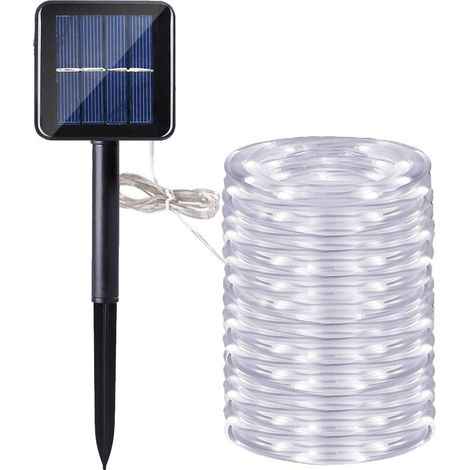 Guirlande Ruban Lumineuse Solaire LED de Extérieur Tube Rope Décorativ 200 22M Cuivre Blanc (1/4)