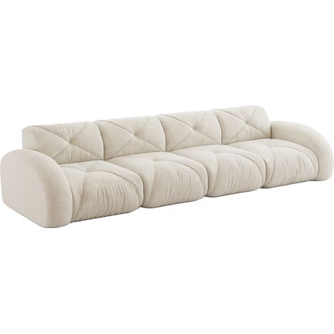 ELVMI Sofá Modular 4 Plazas sin Estructura con Espuma 32D, Diseño Antideslizante, en Chenilla, Beige Claro (1/5)