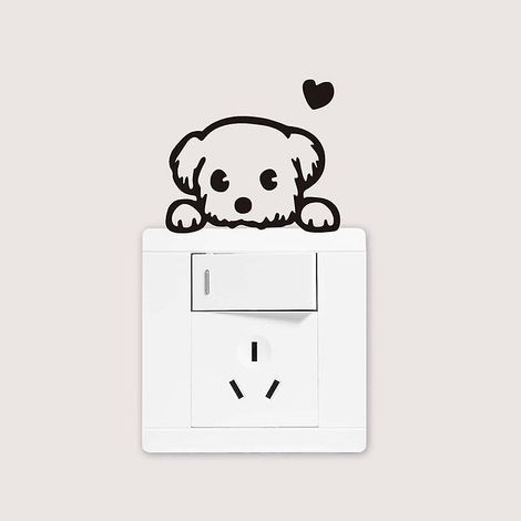 mignon Chiot Interrupteur Stickers Salle De Sjour Xuanguan Dortoir Dcoration Murale Stickers (1/5)