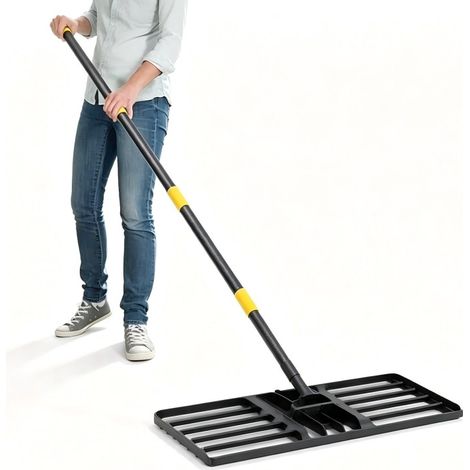Râteau niveleur de pelouse 180 cm, grande surface 76 cm, outil de jardin pour lisser, égaliser et aplanir la terre, gazon et sol (1/5)