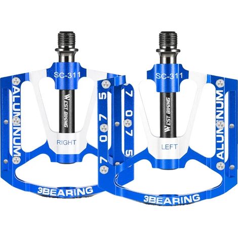 Pedales de bicicleta ultraligeros, diseño antideslizante, aleación de aluminio ligera, color azul. (1/2)