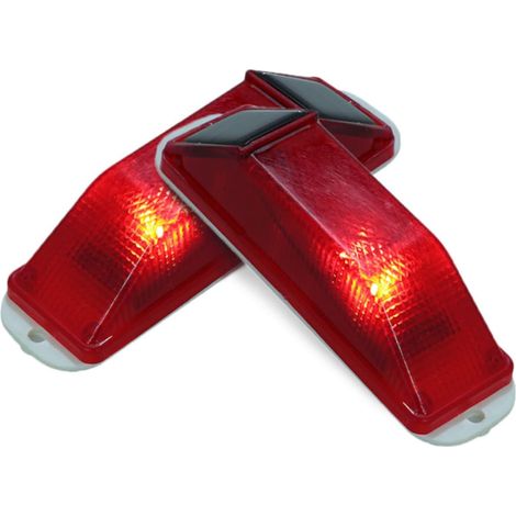 Lampe Avertissement Solaire - 2 Pièces - Plastique - Clignotante Automatique - Jardin Chantier - 15x4x3,5cm (1/5)