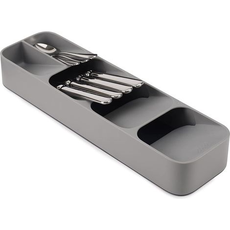 Bac de Rangement pour Couverts, Organisateur Tiroir Cuisine Compact, Gris, Petit Tailleur (1/5)
