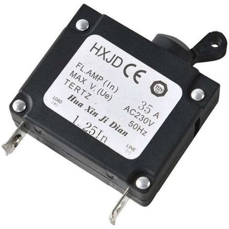 Disjoncteur de générateur 35 A avec interrupteur à bouton-poussoir, disjoncteur à réarmement manuel pour générateurs à essence 230 V (1/4)