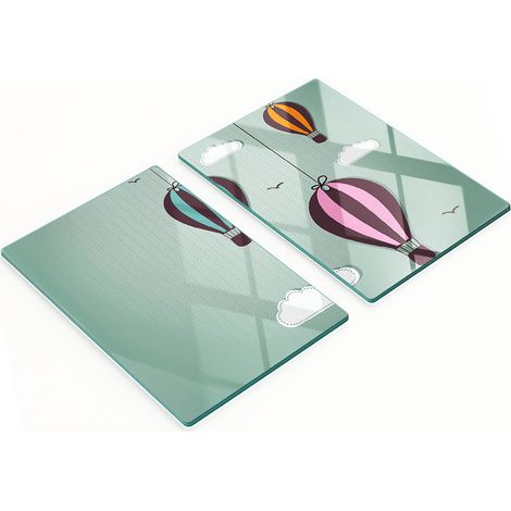 Stilvolle und robuste Glasplatten mit Ballonmotiv, 2 x 40 x 52 cm (1/5)