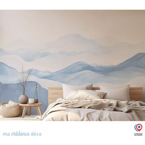 Papier peint : Vagues abstraites, Aquarelle - Intissé - L.200 x H.280 cm - Bleu pastel (1/5)