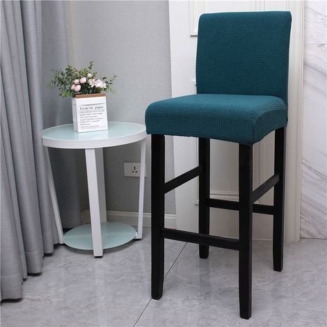 Stretchable Bar Stool Cover, Universal Washable Bar Dining Chair Cover, Bar Stool Covers with Backrest, Modern Chair Cover (Peacock Blue, Set of 4) (1/5)