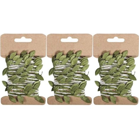 3 guirlandes de feuilles vertes en papier 2 m