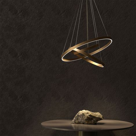 Lampadario A Sospensione Moderno Rim Alluminio Ottone 3 Led 115W (1/5)
