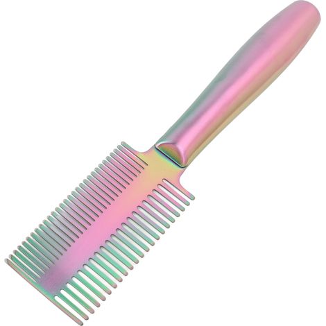 Peigne de toilettage pour chiens et chats à poils longs et courts, à dents denses et faciles à prendre en main, en acier inoxydable et coloré. (1/5)