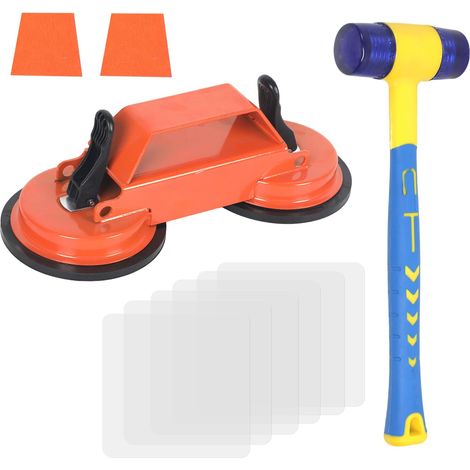 Outil de réparation de crevaison au sol en acier au carbone, outil de pose de stratifié, surface de marteau à 45 °, bois, carrelage, vinyle – Outil de pose de sol durable, compact et efficace (1/5)