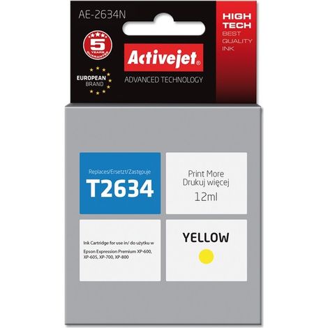 Activejet AE-2634N Gelbe Tintenpatrone – Epson T2634 Ersatz, hohe Reichweite